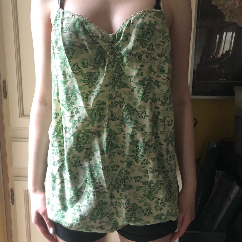Lucky Brand Sleeveless Tank / Green Asian Print
